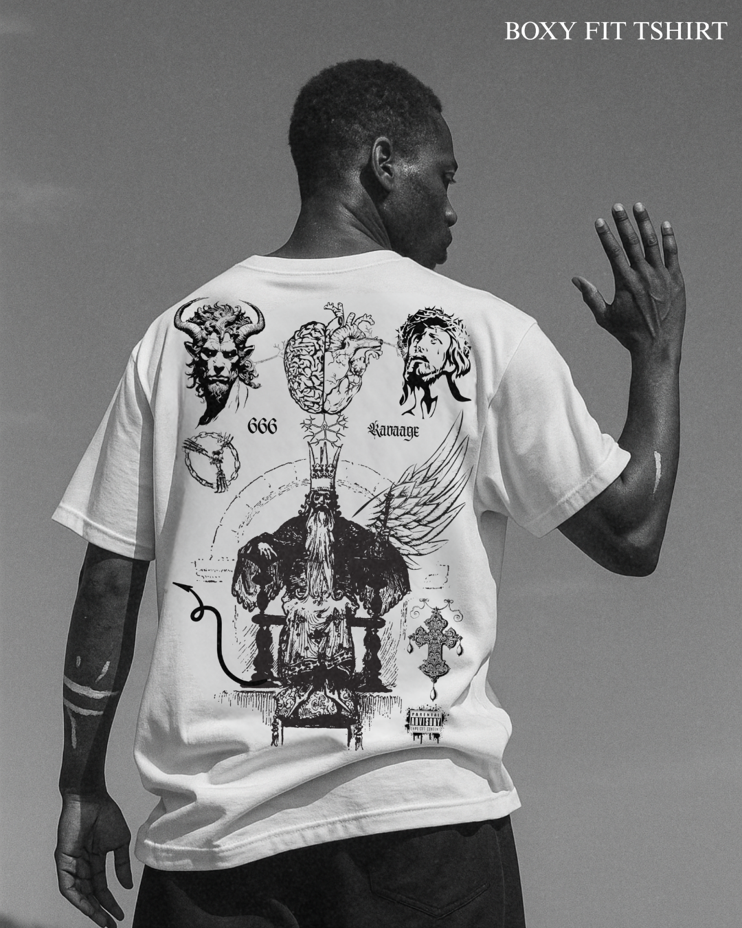 CROWNED SIN BOXY FIT TSHIRT